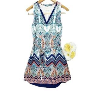 Renee C Sleeveless Paisley V-Neck Shift Dress Size Small